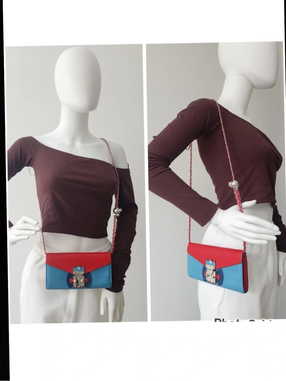 Louis Vuitton Red & Blue Epi Leather Crossbody Wallet